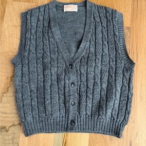 Pendleton Gray Cable Knit Wool Vest
